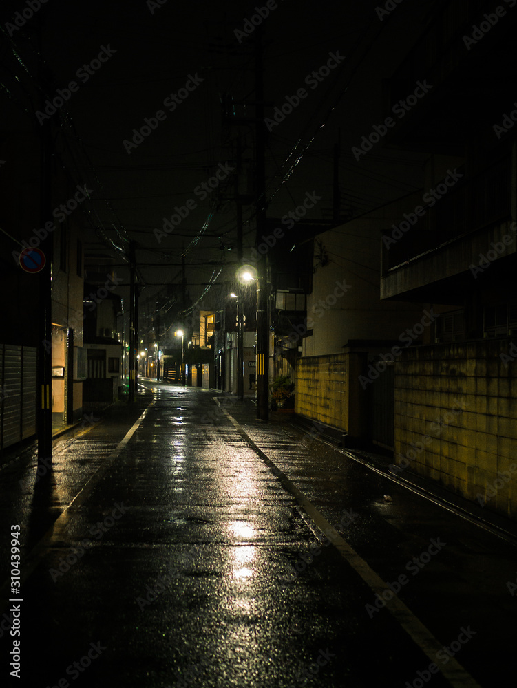 Rue de Kyoto dans la lumières des néons la nuit