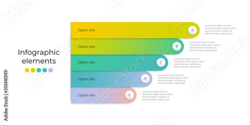 Business process chart infographics with 5 step lines. Linear corporate workflow graphic elements. Company flowchart presentation slide template. Vector info graphic design.