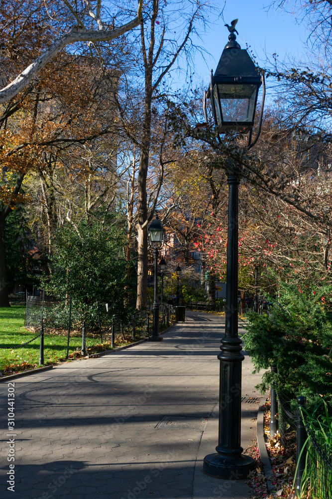 Walkway at Washington Square Park during Autumn in New York City