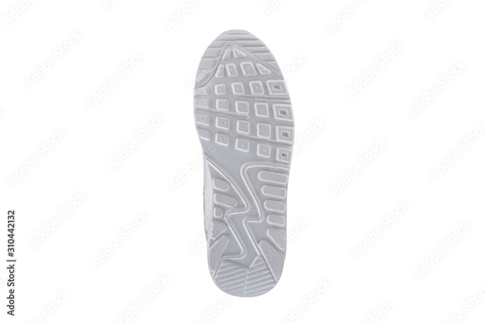 Sole white polyurethane sneaker on a white background.Bottom sports shoes polyester Sole white polyurethane sneaker on a white background.Bottom sports shoes polyester