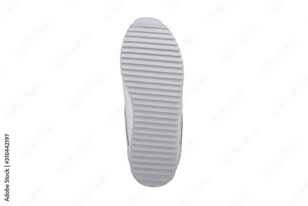 Sole white polyurethane sneaker on a white background.Bottom sports shoes polyester Sole white polyurethane sneaker on a white background.Bottom sports shoes polyester