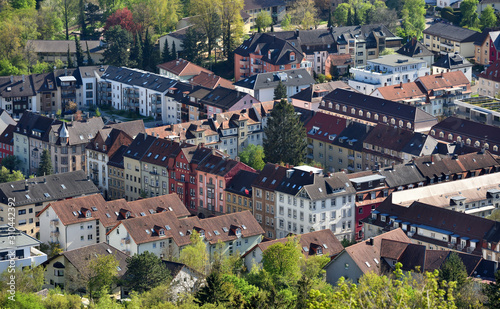 Aerial top view of a residential area in the European city of Germany. European housing, a cute European city