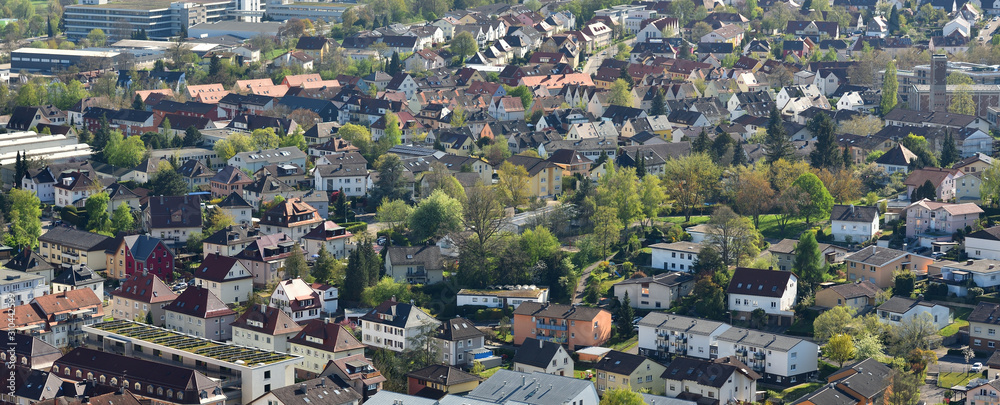 Panoramic view of a European city in Germany, aerial view. European housing, a cute European city Panoramic view of a European city in Germany, aerial view. European housing, a cute European city
