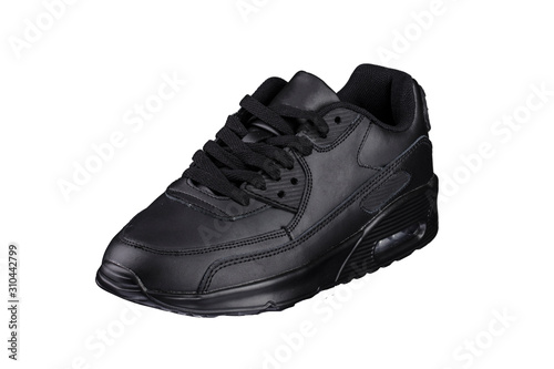 Sport shoes. Black sneaker on a white background. Shoe.