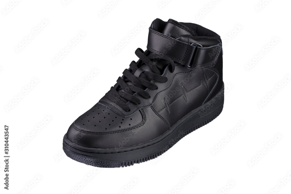 Sport shoes. Black sneaker on a white background. Shoe.