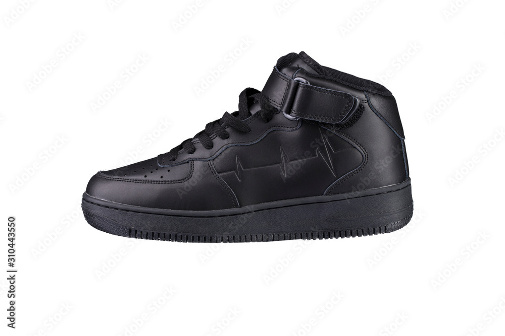 Sport shoes. Black sneaker on a white background. Shoe. Sport shoes. Black sneaker on a white background. Shoe.