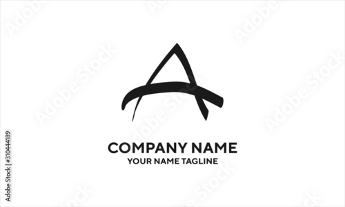 The concept of the logo with the initials letter A is a simple classical model handwritten script, very suitable for a symbol or company logo in an art or photography midwife