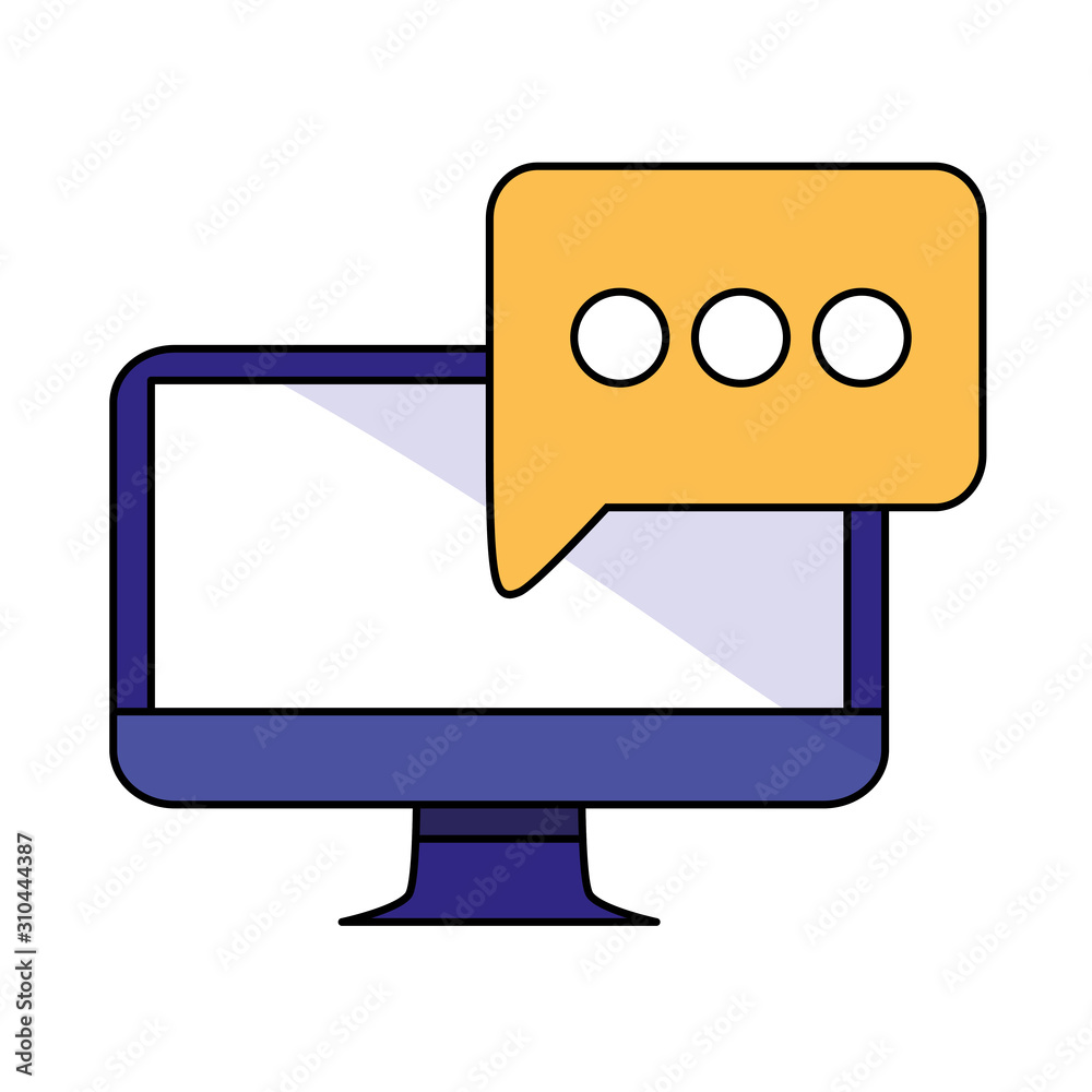 Isolated computer and bubble vector design Isolated computer and bubble vector design