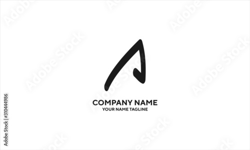 The concept of the logo with the initials letter A is a simple classical model handwritten script, very suitable for a symbol or company logo in an art or photography midwife
