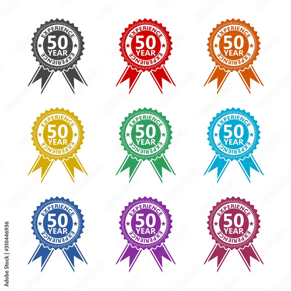 Fifty years experience color icon set isolated on white background Fifty years experience color icon set isolated on white background