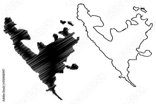 Federation of Bosnia and Herzegovina (BiH, Bosnia–Herzegovina) map vector illustration, scribble sketch FBiH map photo