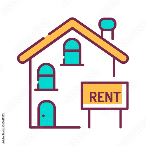 Rental of property color line icon. An agreement where a payment is made for the temporary use of property. Pictogram for web page, mobile app, promo. UI UX GUI design element. Editable stroke.