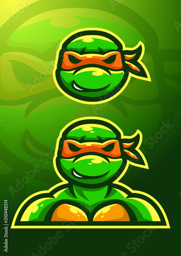 Tableau sur toile stock vector ninja turtle mascot logo set