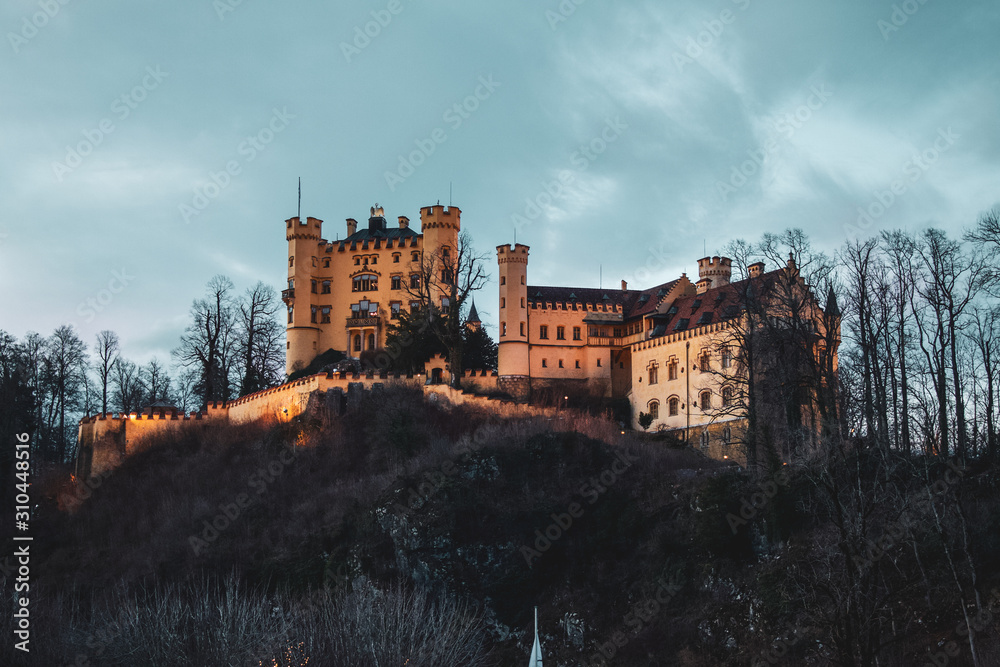 A castle against the night sky in Germany