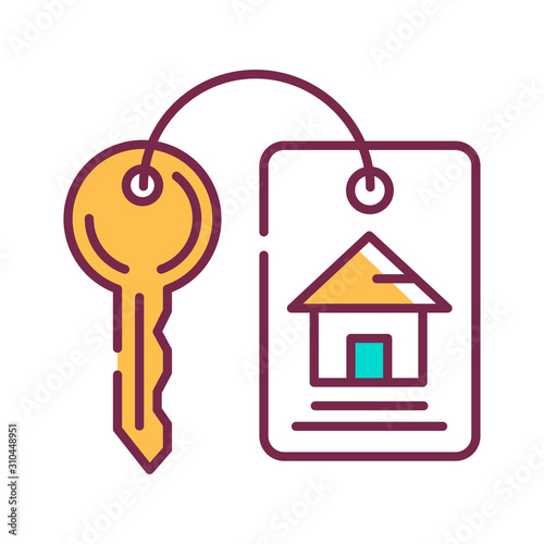 House keys color line icon. Iron attribute that can open the door. Pictogram for web page, mobile app, promo. UI UX GUI design element. Editable stroke.