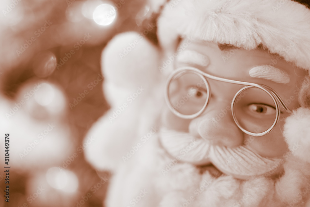 Portrait Santa Claus face in glasses, brown tone. Portrait Santa Claus face in glasses, brown tone.