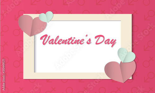 Paper art cutting with Flame or border for input Picture and decorate with red paper cutting. Gender sign in background.Vector of love for Happy Women's, Valentine's Day, birthday greeting card design
