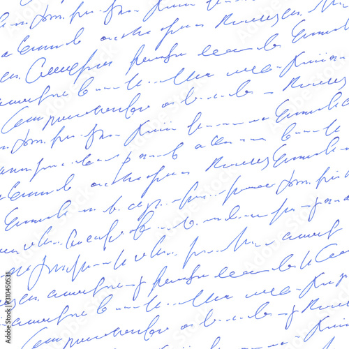 Handwritten abstract text seamless pattern, vector cursive script background, imitation of hand-drawn ink text
