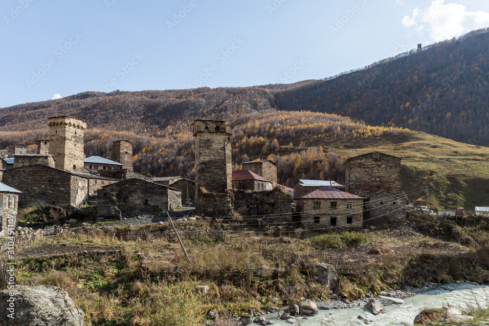 The  small village is located on a mountainside in Svaneti in the mountainous part of Georgia