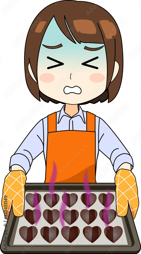お菓子 ハート型クッキー 作りを失敗した女性のイラスト Stock Vector Adobe Stock
