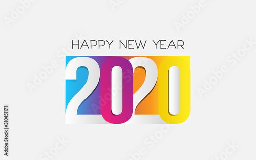 Colorful banner happy new year 2020 vector eps 10