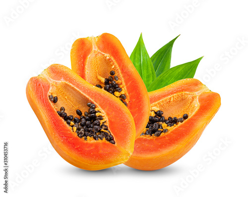 ripe papaya isolated on white background