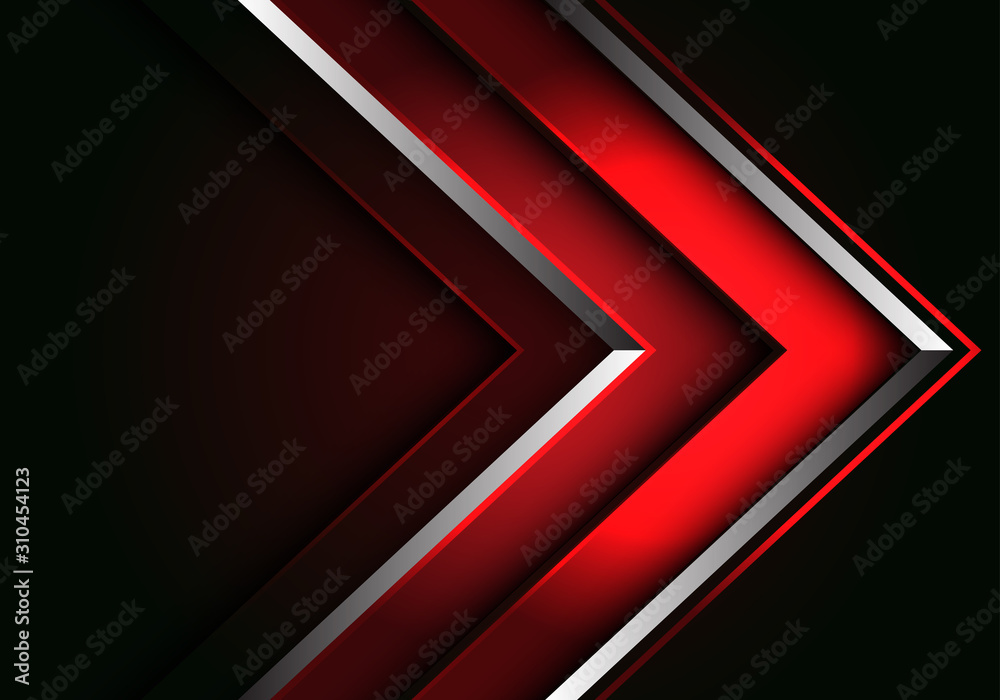 Obraz premium Abstract red silver line arrow direction design modern luxury futuristic background vector illustration.