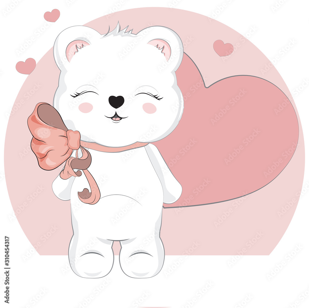 Fototapeta premium Teddy bear Valentines Day card