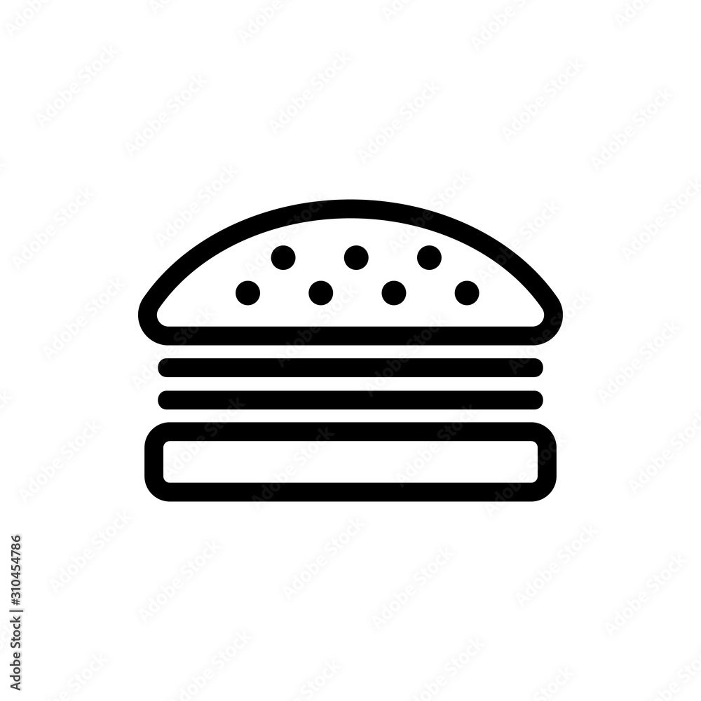 Burger icon vector. A thin line sign. Isolated contour symbol illustration Burger icon vector. A thin line sign. Isolated contour symbol illustration