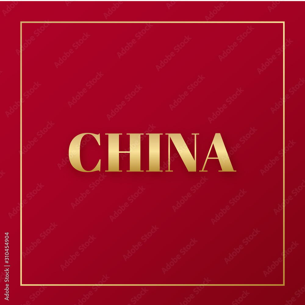 Gold China in Red Background