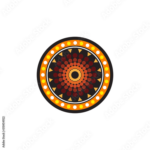 Aboriginal art dots painting icon logo design vector template