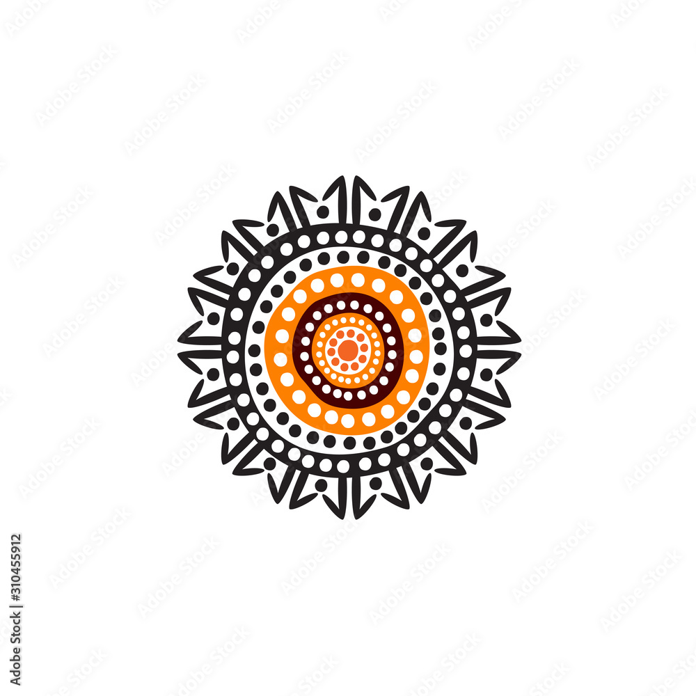 Naklejka premium Aboriginal art dots painting icon logo design vector template