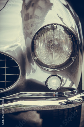 Headlight of a vintage classic car