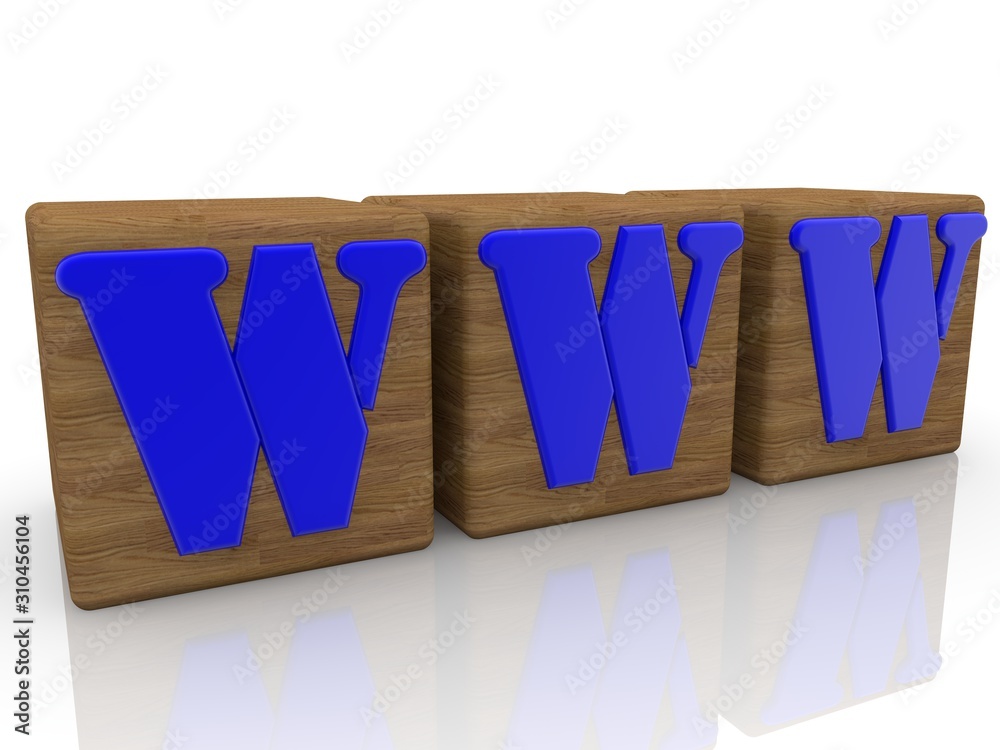 WWW concept in blue on wooden cubes WWW concept in blue on wooden cubes