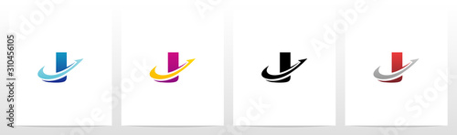 Swoosh Arrow Lines Letter Logo Design J