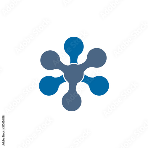Atom chain icon logo design vector template