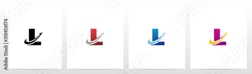 Swoosh Arrow Lines Letter Logo Design L