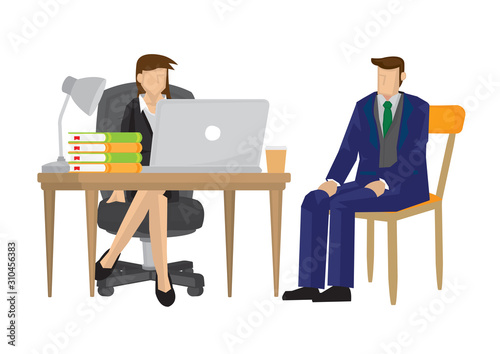 Female boss interview candidate for a vacancy for her company.