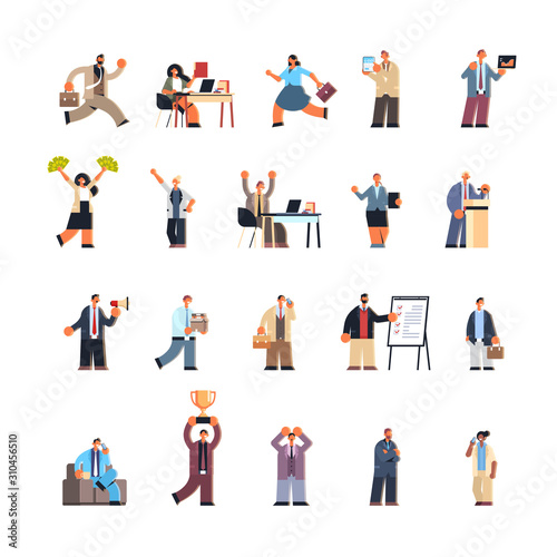 Wallpaper Mural set business people in different working situations business men women team male female office workers collection flat full length vector illustration Torontodigital.ca