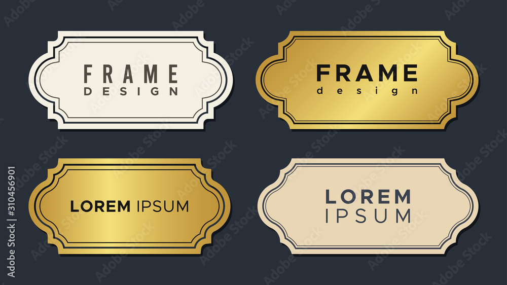 Gold and Vintage Decorative Frames. Flat Vector Art Design Template Element