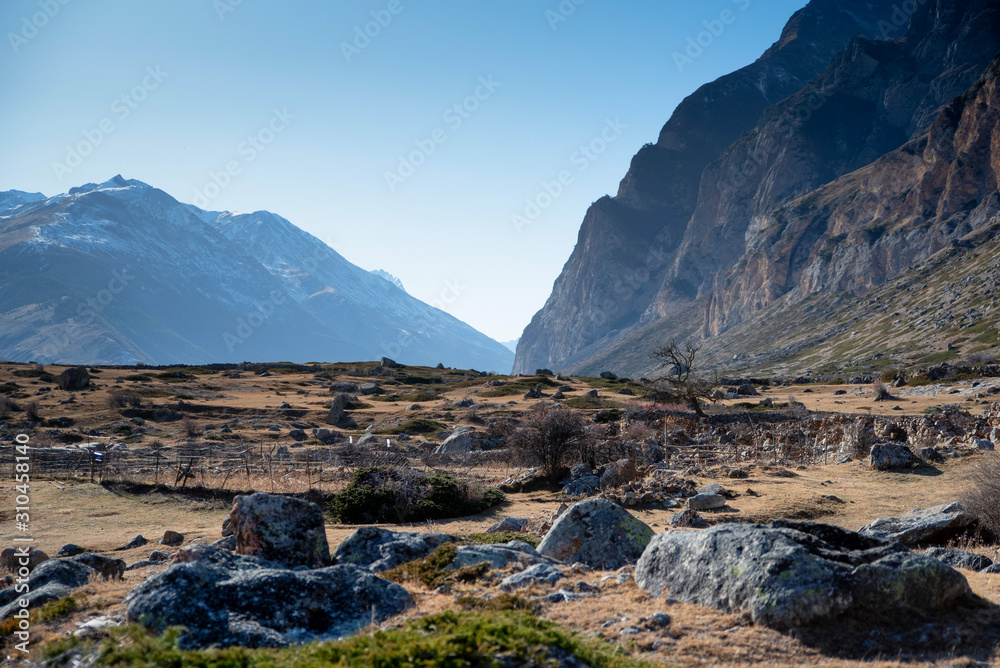 Stone remains of old abandoned balkar village in North Caucasus