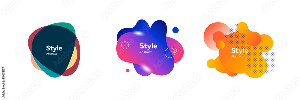 Set of abstract geometric designs in dynamic color. Design template for logo, flyer or presentation. Abstract form dynamic composition. Modern style vector illustration