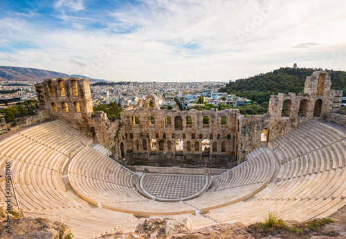 Odeon of Herodes Atticus in Acropolis of Athens in Greece view from above photo