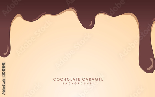 Melted caramel chocolate in top decoration