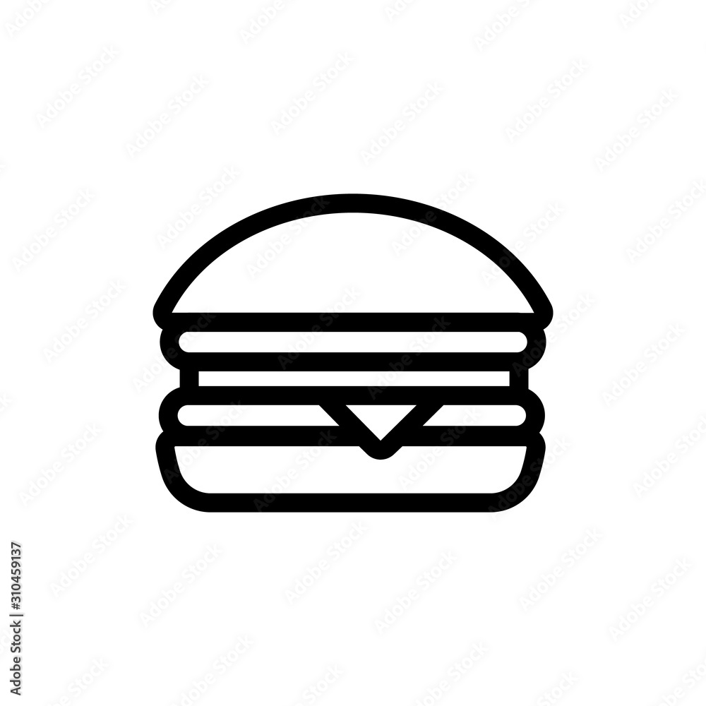 Burger icon vector. A thin line sign. Isolated contour symbol illustration Burger icon vector. A thin line sign. Isolated contour symbol illustration