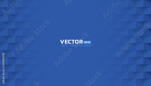 Blue abstract modern square texture background, 3d paper art style with copy centered