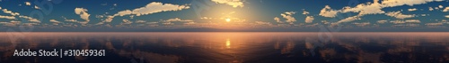 Panorama of the sea at sunset, the sky with clouds over the ocean © ustas