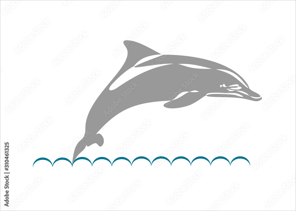 Obraz premium Line style dolphin illustration- continuous line drawing