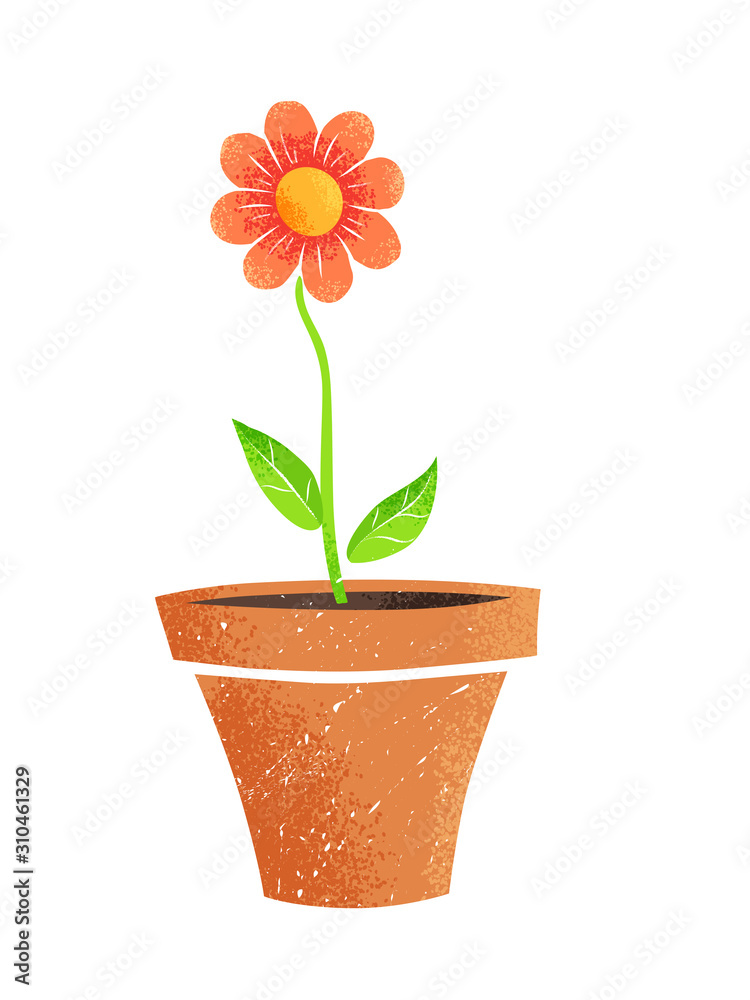 Vector illustration of flower in pot