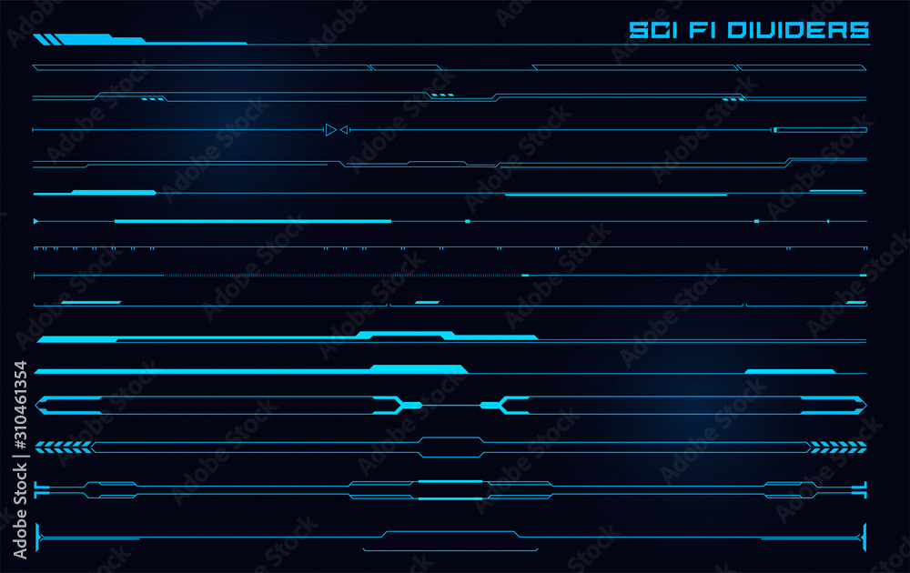 Set of Sci Fi Modern User Interface Elements. Futuristic Abstract HUD. Good for game UI. Divider elements for data infographics. Vector Illustration EPS10